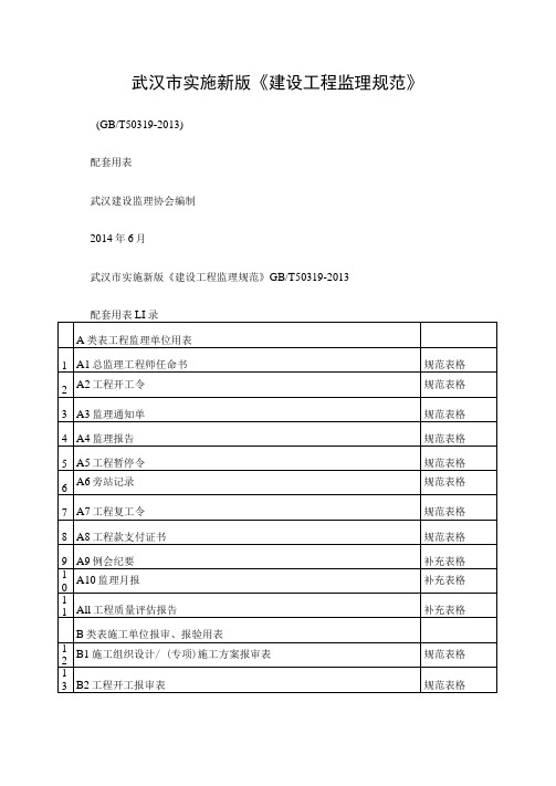 武汉市建设工程监理规范及配套用表GBT50319(word版)