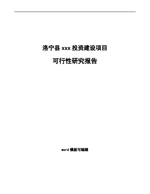 洛宁县如何编写投资项目可行性研究报告