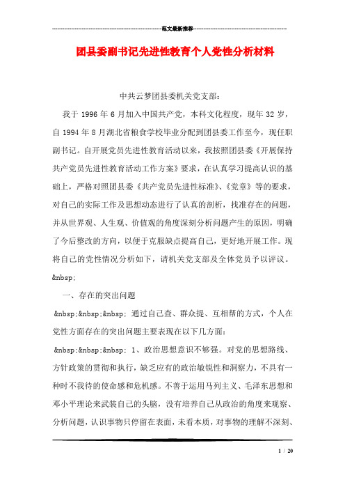 团县委副书记先进性教育个人党性分析材料_0