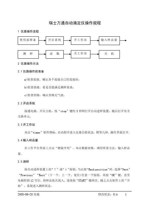 瑞士万通自动滴定仪操作规程09.25(08.6.20)