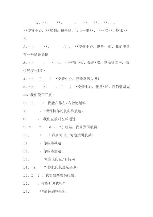 报告VTS船舶驾驶常用英语口语消防与灭火