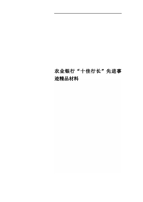 农业银行“十佳行长”先进事迹精品材料