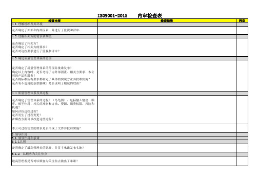 ISO9001-2015-内审检查表-(01)