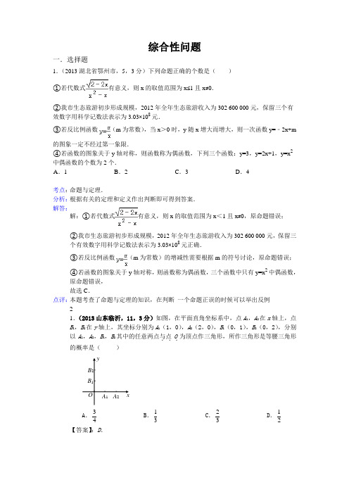 全国各地中考数学试卷分类汇编：综合性问题