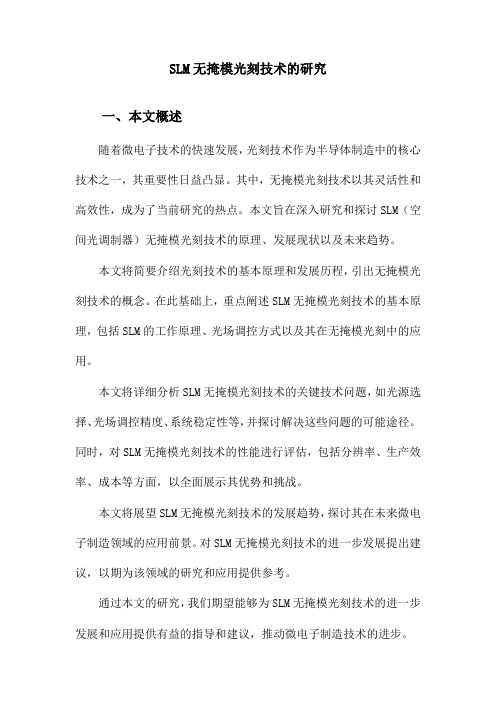 SLM无掩模光刻技术的研究