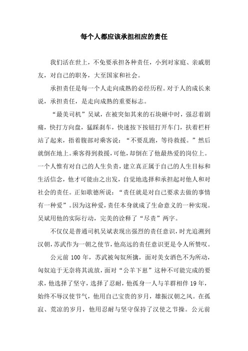 每个人都应该承担相应的责任