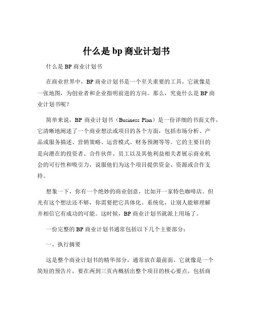 什么是bp商业计划书