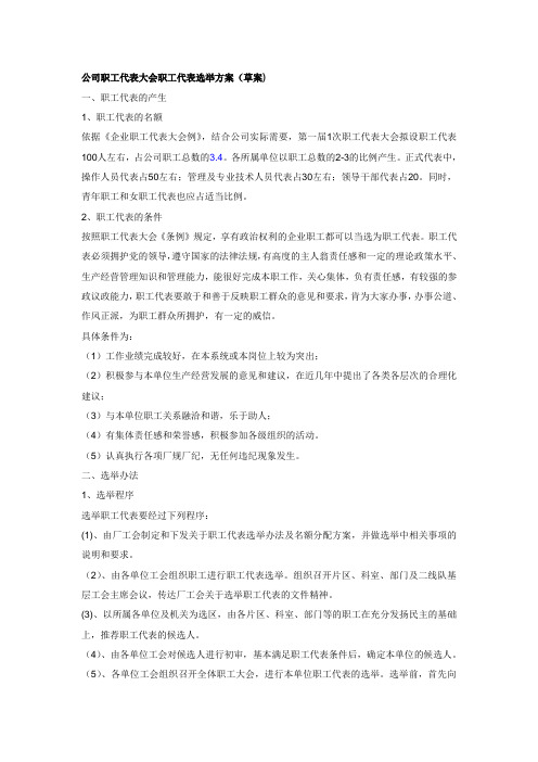 公司职代会职工代表选举方案