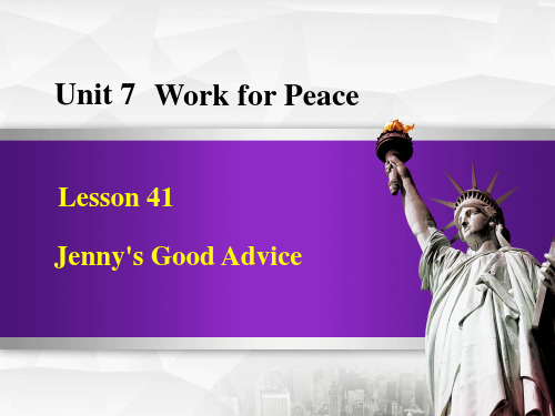 《Jenny's Good Advice》Work for Peace 教学九年级