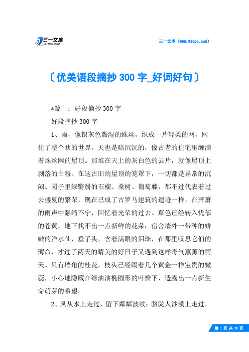 优美语段摘抄300字_好词好句