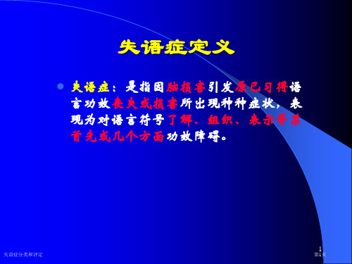 失语症分类和评定专家讲座