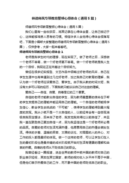 师德师风专项教育整顿心得体会（通用5篇）