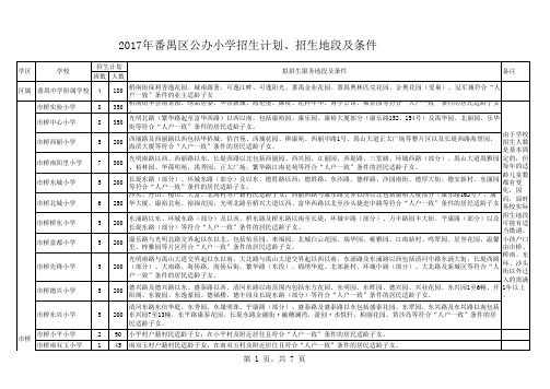 公办小学招生计划及地段