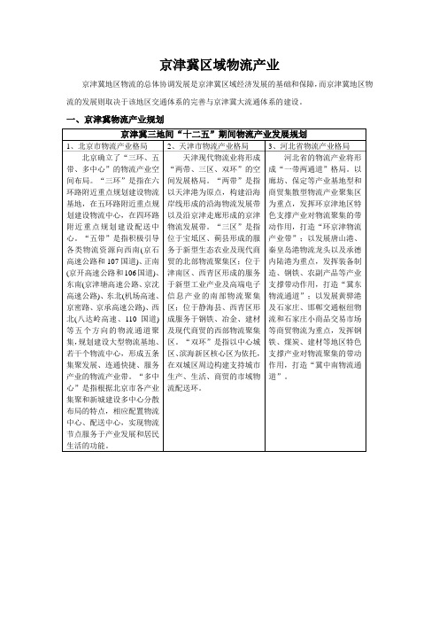 京津冀区域物流产业状况  京津冀地区物流的总体协调发展是京津冀区域经济发展的基础和保障