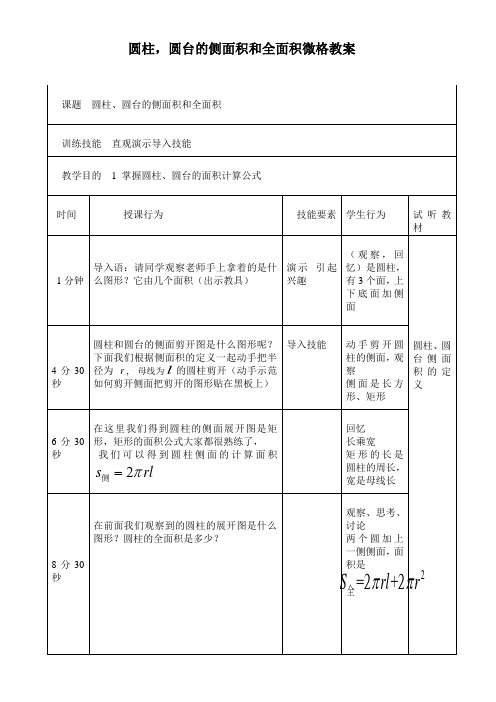 微风格教案圆柱、圆锥的侧面积