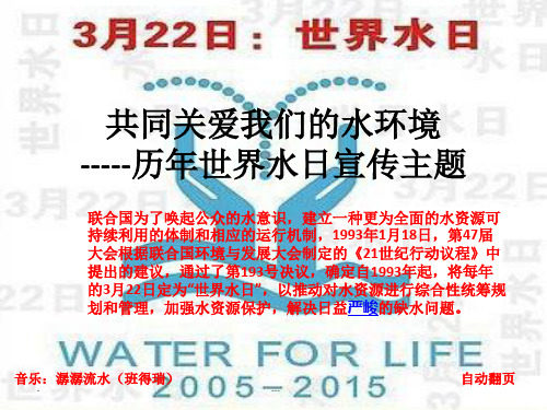 课件背景世界水日公益广告图和历年主题