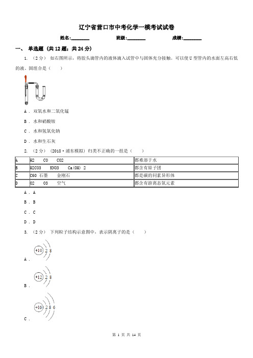 辽宁省营口市中考化学一模考试试卷