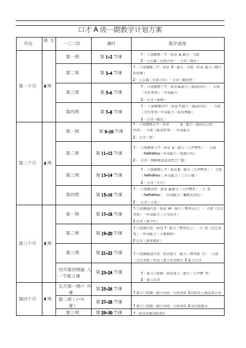 秋季口才教学计划表