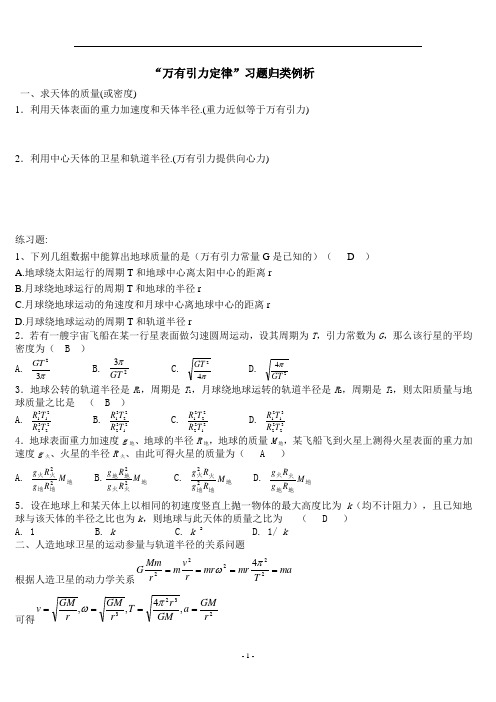 万有引力定律习题归类例析