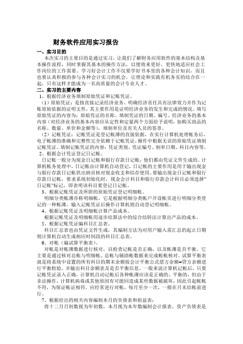 财务软件应用实习报告