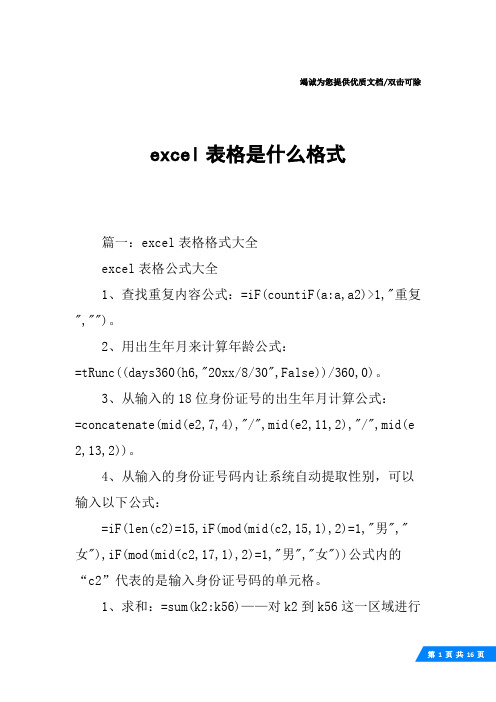 excel表格是什么格式