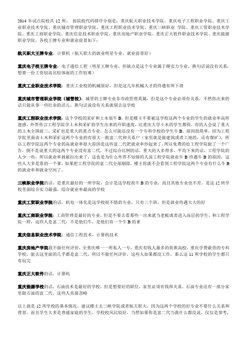 2014年的单招院校名单