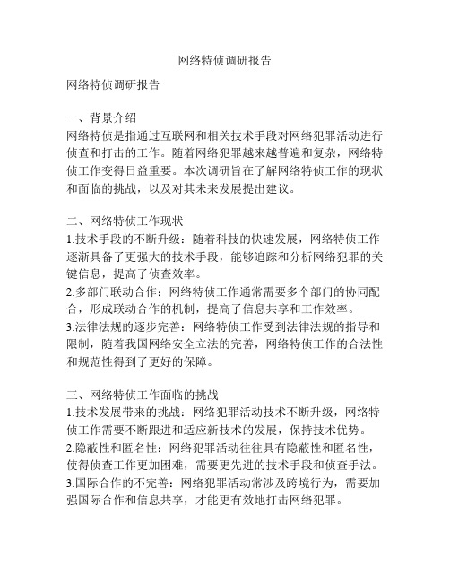 网络特侦调研报告