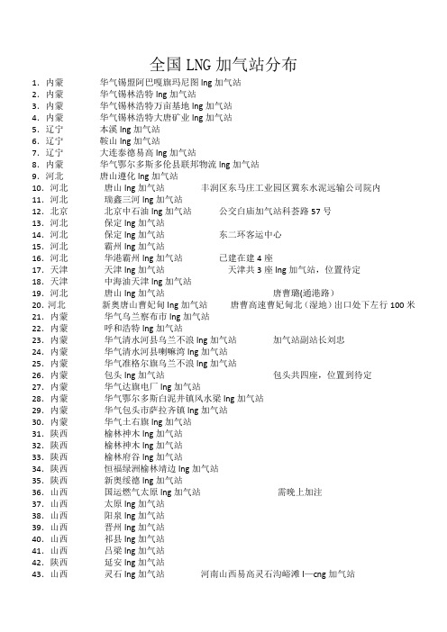 全国LNG加气站站点分布(图文版)