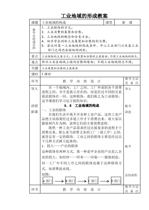 工业地域的形成教案