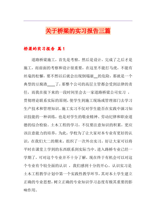 关于桥梁的实习报告三篇