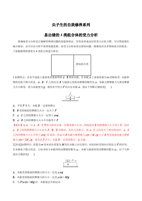 物理高考专题 易出错的4类组合体的受力分析(解析版)