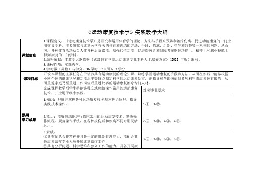 《运动康复技术学》实践教学大纲