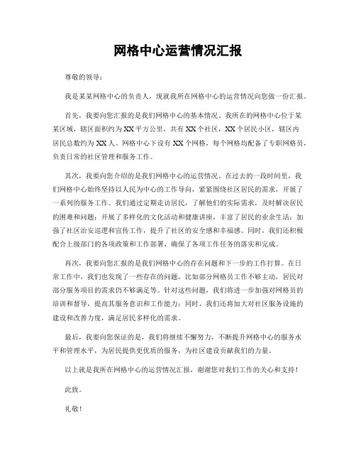 网格中心运营情况汇报