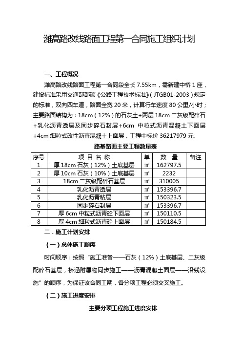 潍高路施工组织计划