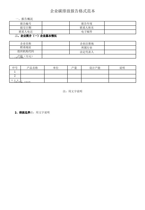 企业碳排放报告格式范本