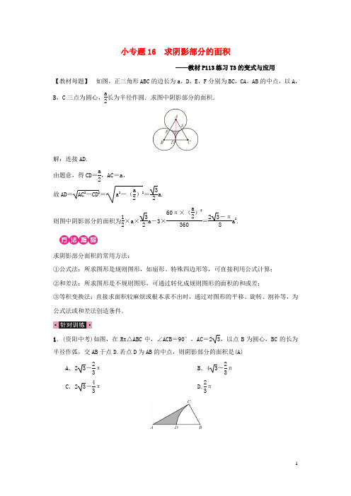 人教版2020九年级数学上册 第二十四章 圆 小专题16 求阴影部分的面积习题 (新版)新人教版