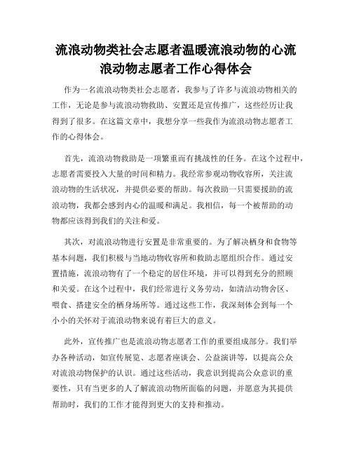 流浪动物类社会志愿者温暖流浪动物的心流浪动物志愿者工作心得体会