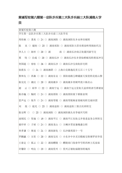 黄埔军校第六期第一总队步兵第三大队步兵前三大队湖南人学员