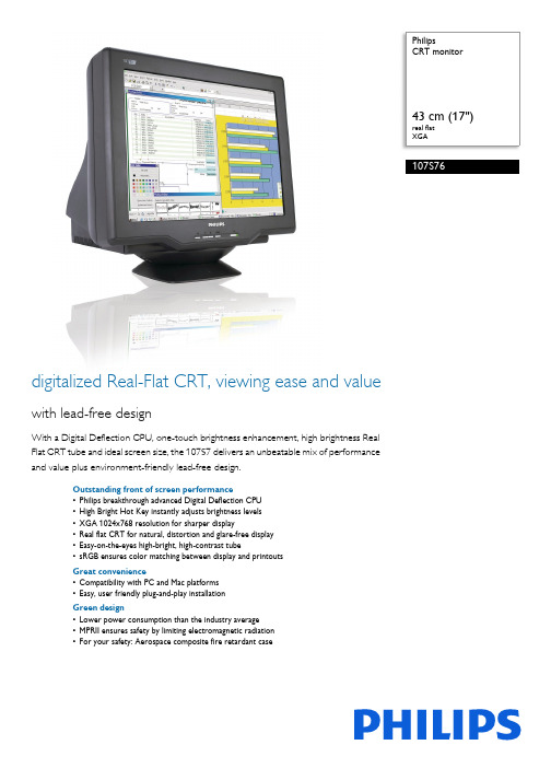 Philips 107S76 数字化真实平面 CRT 显示屏说明书
