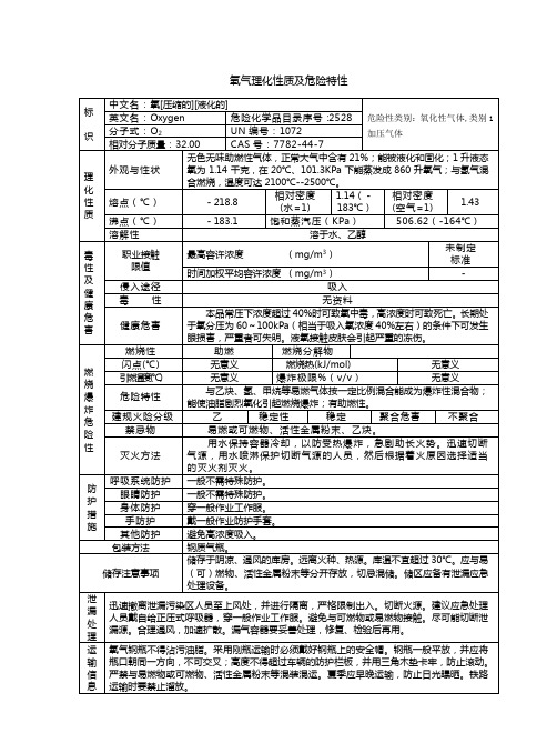 氧气理化性质及危险特性(新)