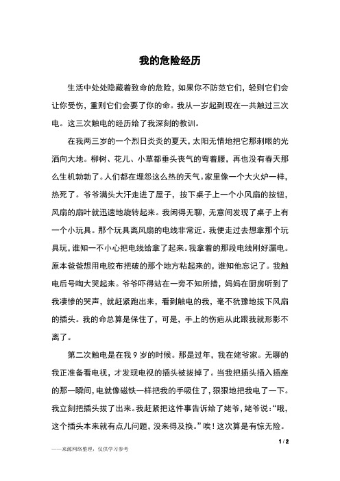 我的危险经历_三年级作文