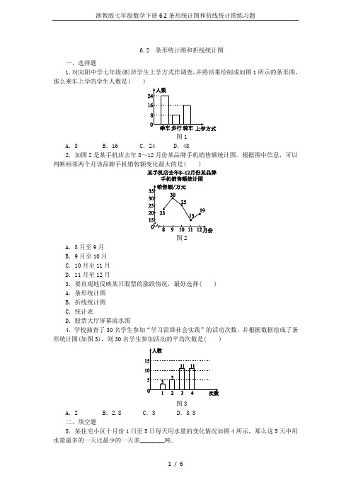 浙教版七年级数学下册6.2条形统计图和折线统计图练习题