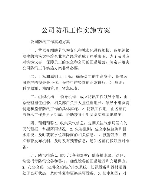 公司防汛工作实施方案