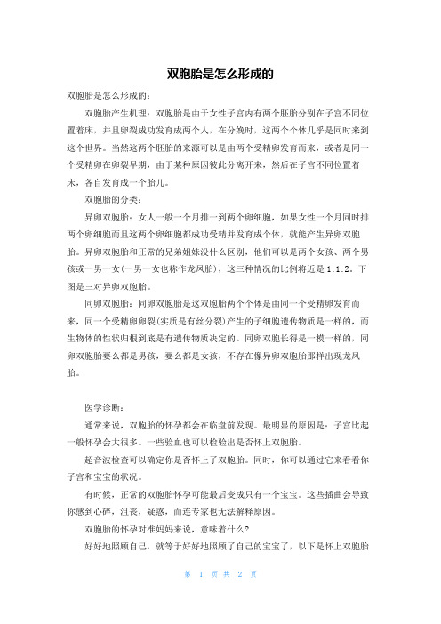 双胞胎是怎么形成的