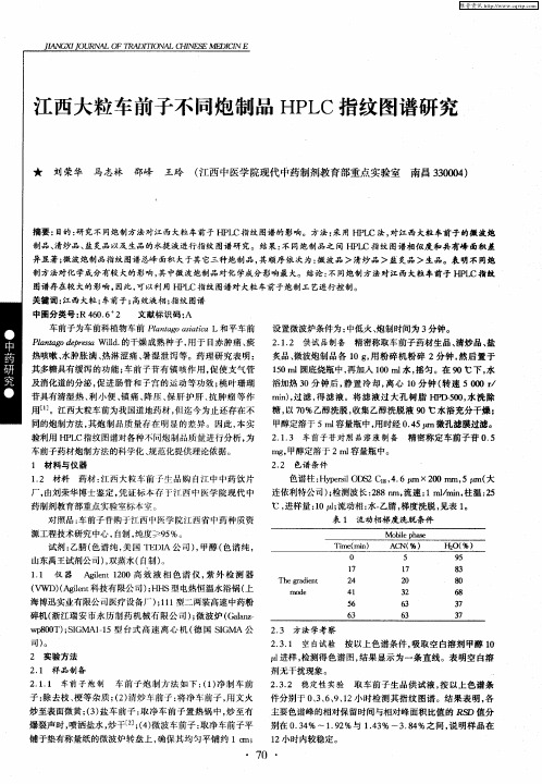 江西大粒车前子不同炮制品HPLC指纹图谱研究