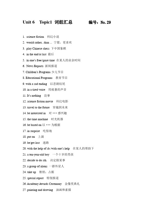 仁爱英语九年级下册Unit 6 topic 1 词组