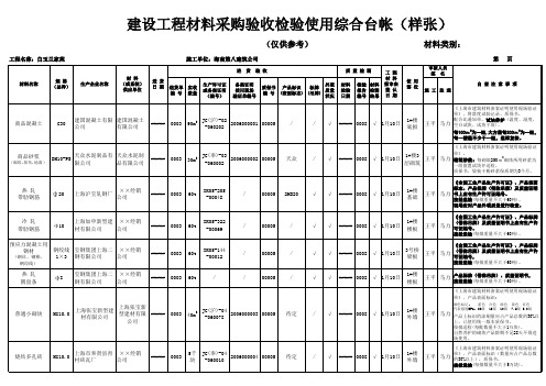 建设工程材料综合台账(样张)