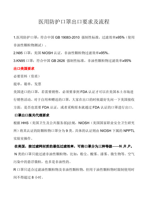 医用防护口罩出口要求及流程