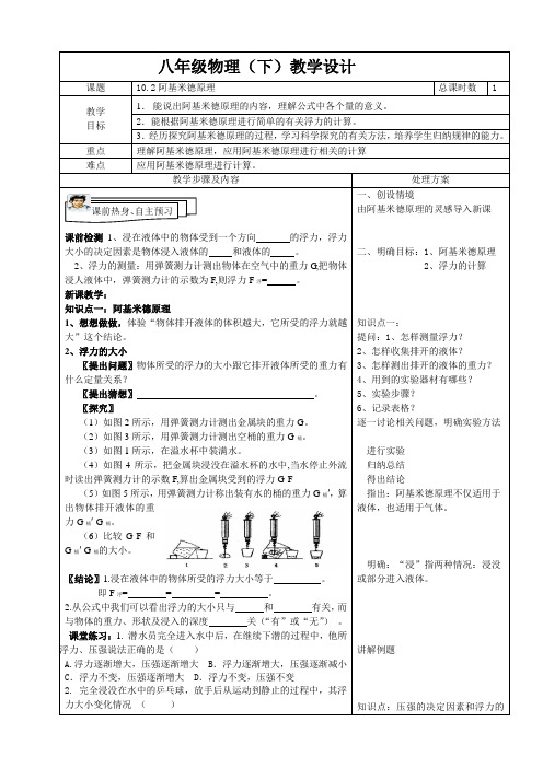 10.2阿基米德原理-教案