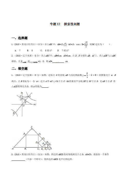 专题12探索性问题(第02期)-2021年中考数学试题分项版解析汇编(东三省专版)(原卷版)